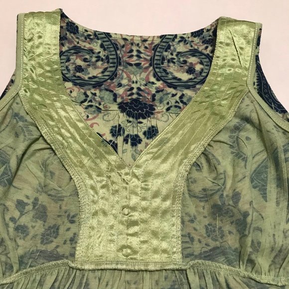 APT 9 Top Sleeveless Green Print Sz Med - Picture 6 of 8